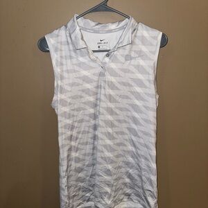Nike Dri-FIT White and Gray Sleeveless Shirt